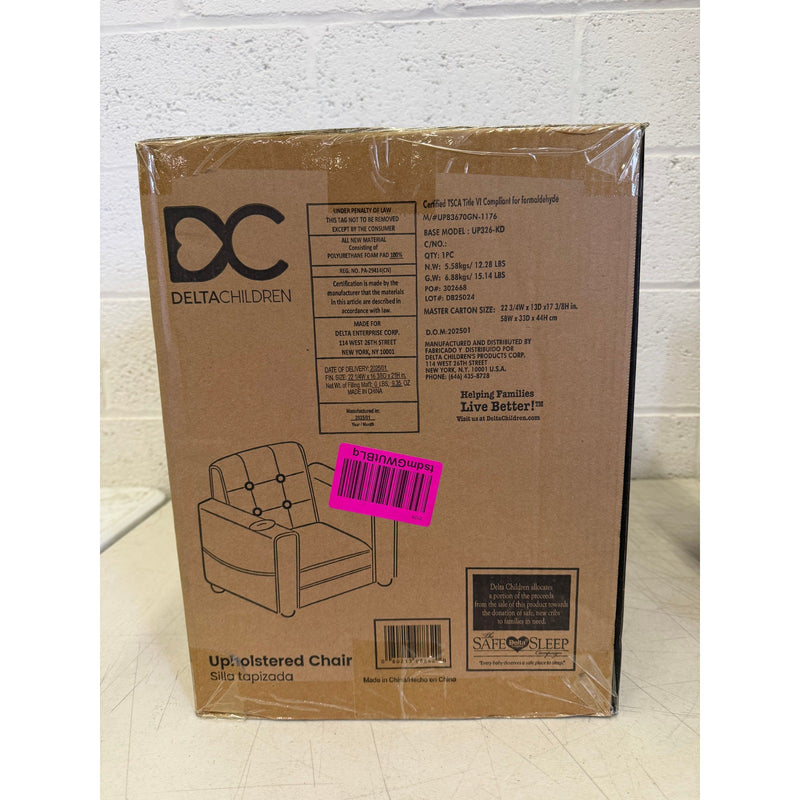 Delta Children: Chelsea Kids Upholstered Chair with Cup Holder & Storage Pocket