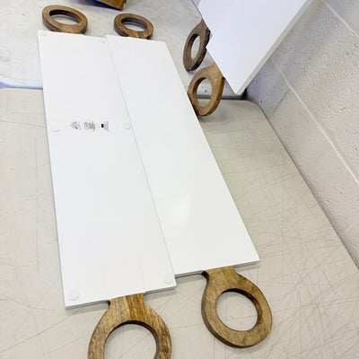 Set-of-4 White Lacquer 40" Charcuterie Boards from Mango Wood, Serving Trays