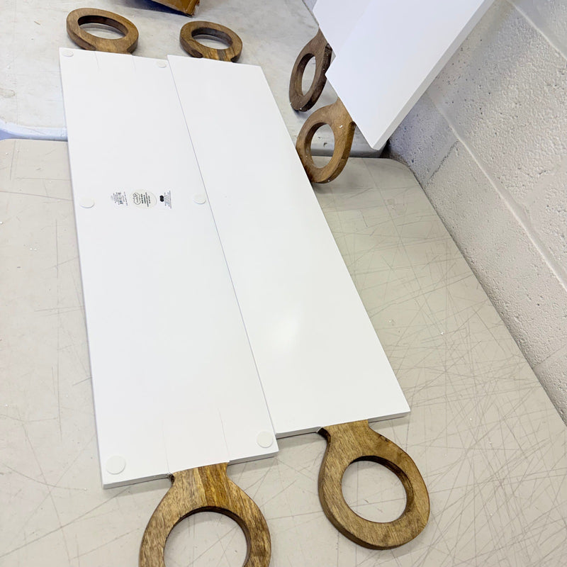 Set-of-4 White Lacquer 40" Charcuterie Boards from Mango Wood, Serving Trays