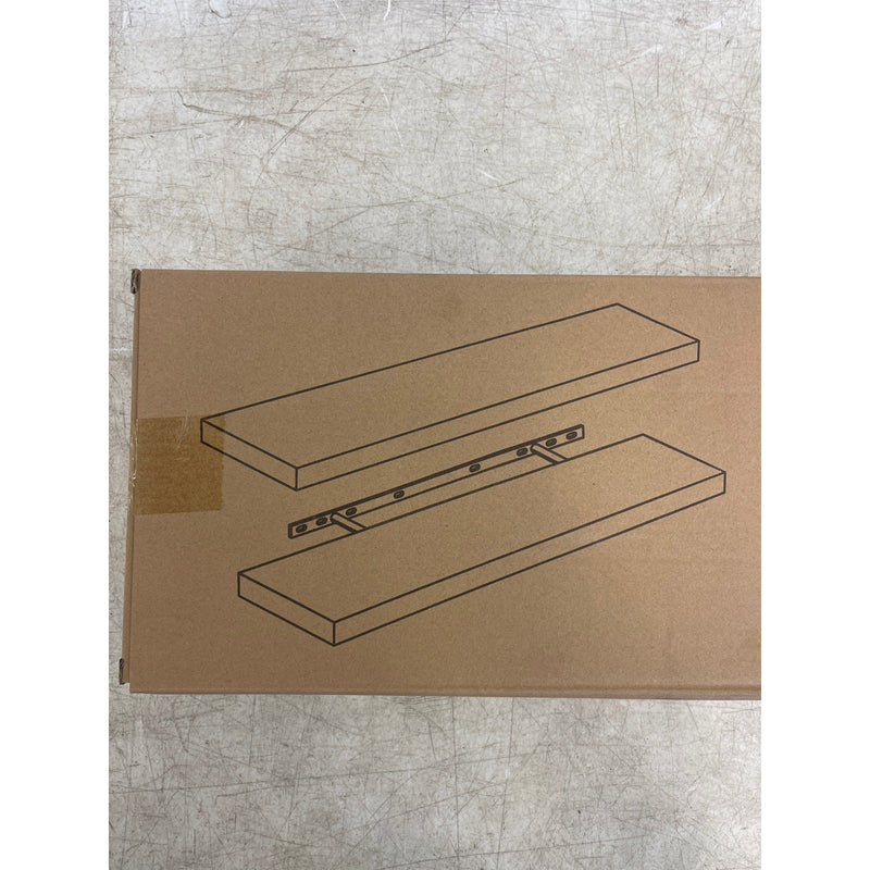 2-Pack Floating Wall Shelves Black 24x8x1.5" Invisible Brackets, Modern Storage