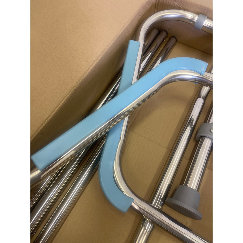 Toilet Safety Rail w Foot Rest Height Adjustable 400LB Steel Foldable & Portable