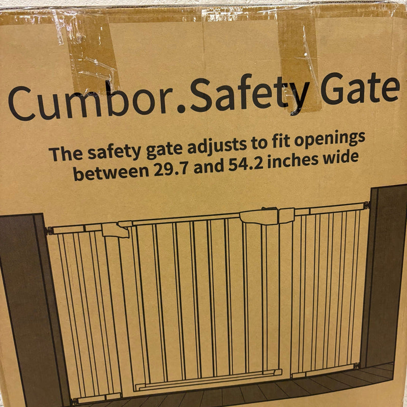 Cumbor 29.7-54.2" Wide Baby Gate Self Closing Dog Gate Pressure Mounted - White