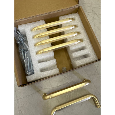 6-Pack Goo-Ki 3-3/4" Hole Center Cabinet Pulls Light Brushed Brass, Hardware