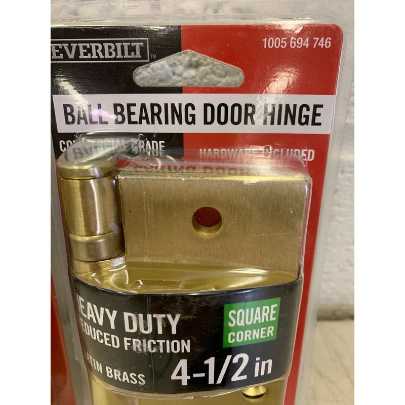 (PACK OF 2) Everbilt Ball Bearing Hinge Square Radius Satin Brass, Commercial
