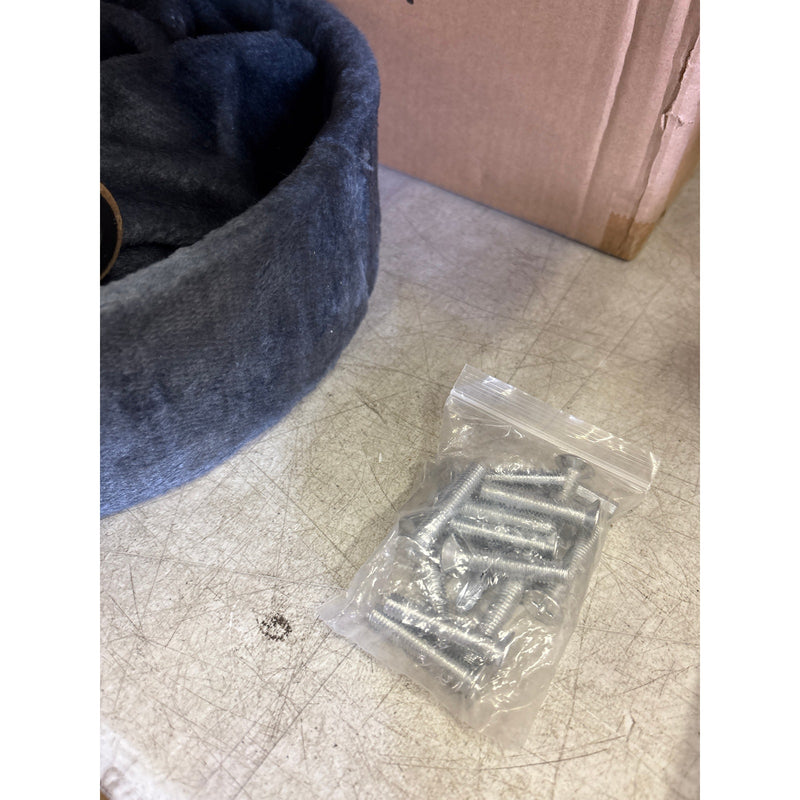 Small Cat Tower with Dangling Ball, Scratching Post, Perches, Cave, & Bed - Gray