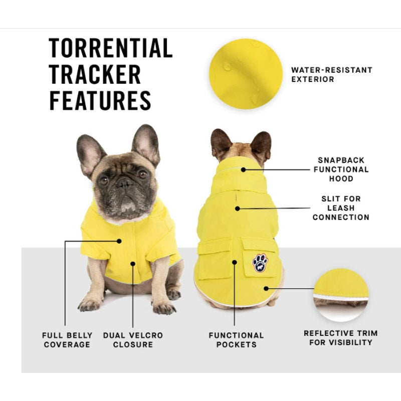 Canada Pooch Torrential Tracker Dog Rain Jacket 18" Back w Pockets, Reflective
