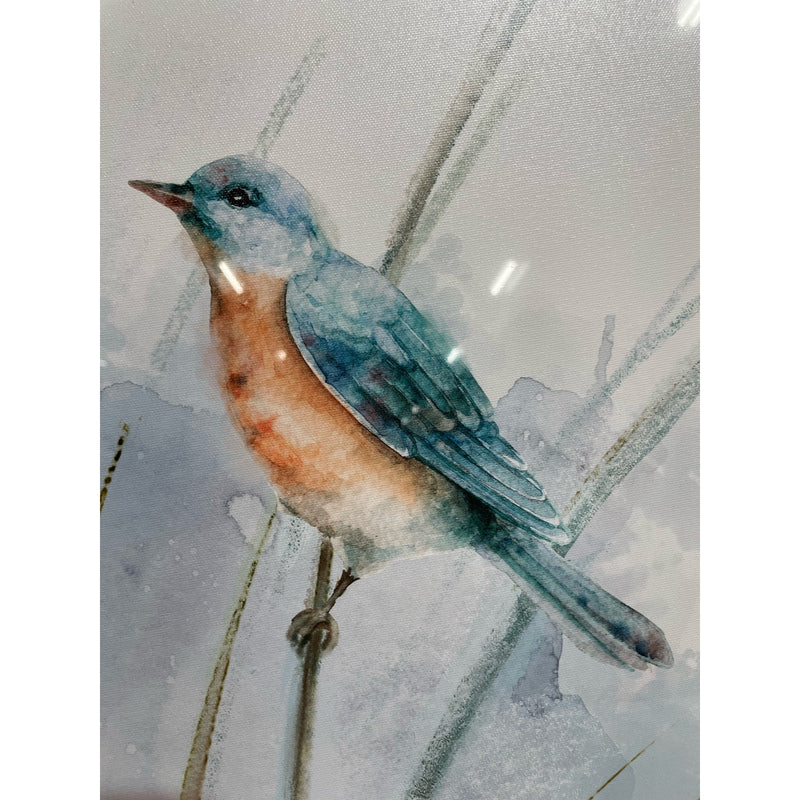 24"x24" Abstract Picture Bird Wall Art: Bird on Reed Watercolor Artwork Prints