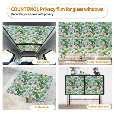 Window Privacy Film w Installation Tools Leafy Wonder Rainbow 45.2 x 157.4 in