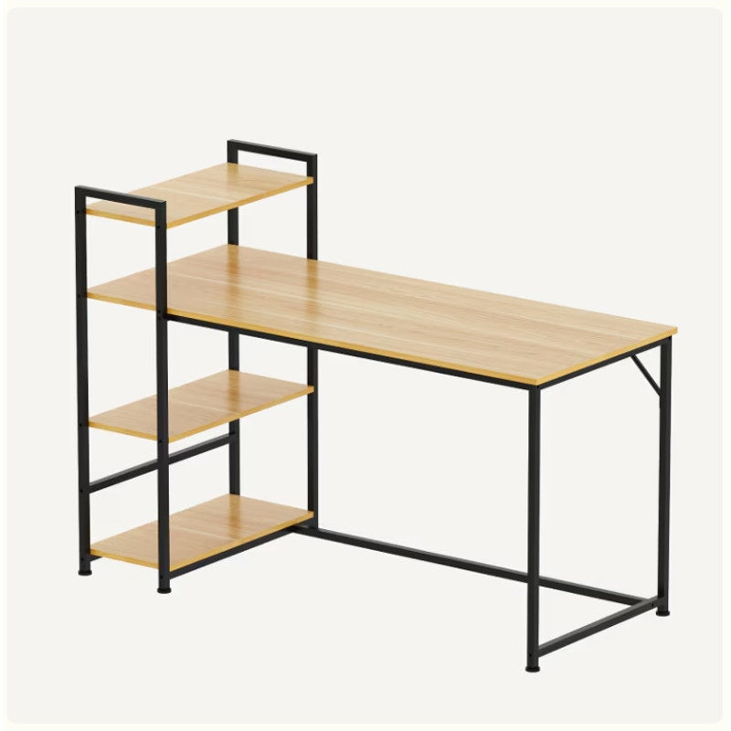 Flexispot Computer Desk Maple with 4 Tier Shelf Storage, Brown 55 x 24