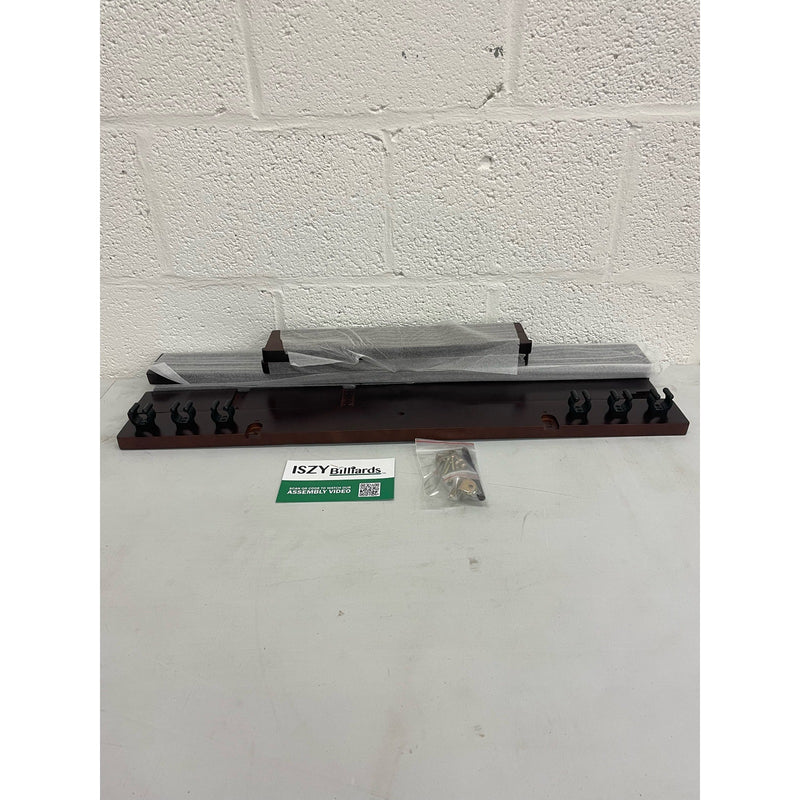 Iszy Billiards Pool Cue Rack, Billiard Stick Holder Holds 6 Cues, Balls Mahogany