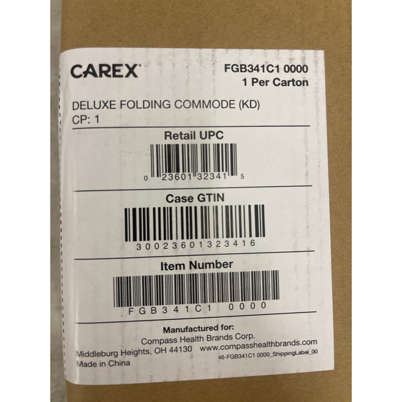 Carex 3-in-1 Folding Bedside Commode Raised Toilet Seat Portable Toilet 300 lbs