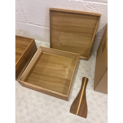 2-PACK Oranbulb Acacia Wood Pizza Dough Proofing Box w Lid 12 x 12 x 4.5in Each