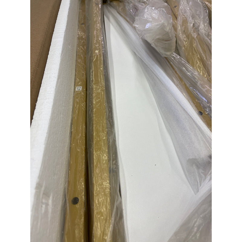 Tribesigns 63" Executive Desk Computer Office Desk Gold Metal Frame White Top