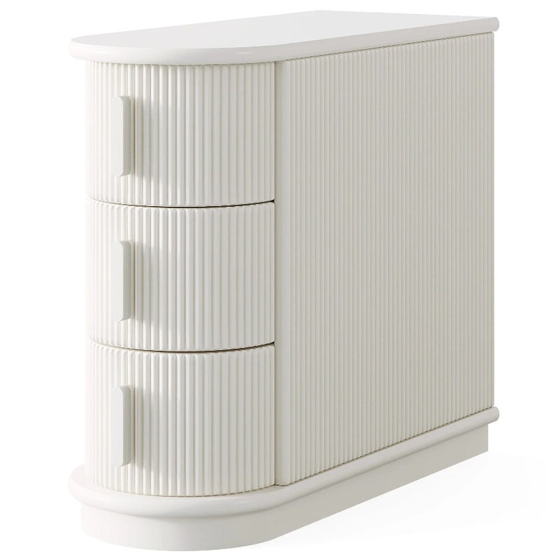 Tribesigns Wood Narrow End Table, Side Table Nightstand w 3-drawers, White