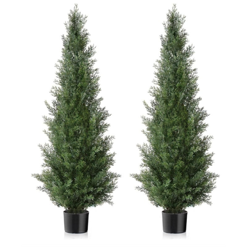 Tresil Two-Pack 4-Feet Artificial Cedar Tree with Pot, Home Decor, Plants, Green