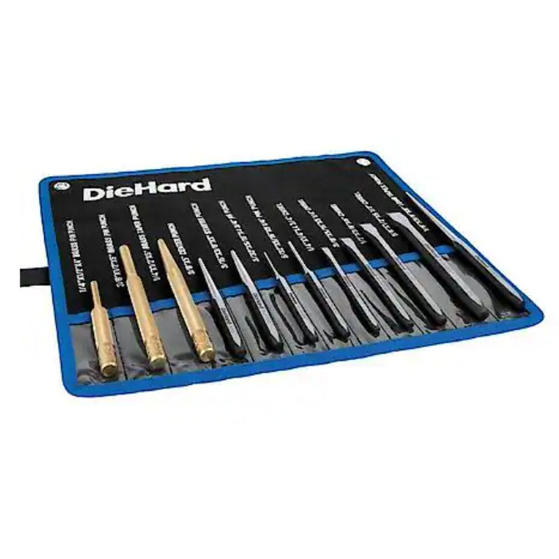 DieHard Punch & Chisel Set with Pouch, 12 Piece, Chrome Vanadium - DHP55323