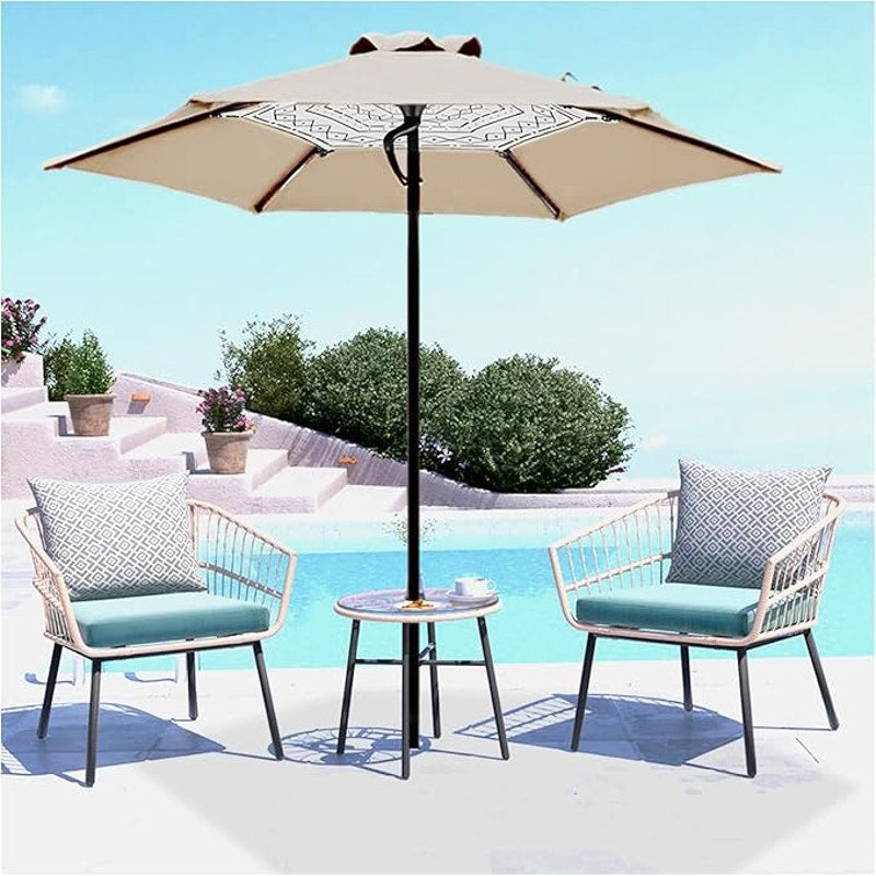 Uumbri Patio Umbrella with Pole, Cream/Tan 7.5Ft  Backyard Pool Patio Shade