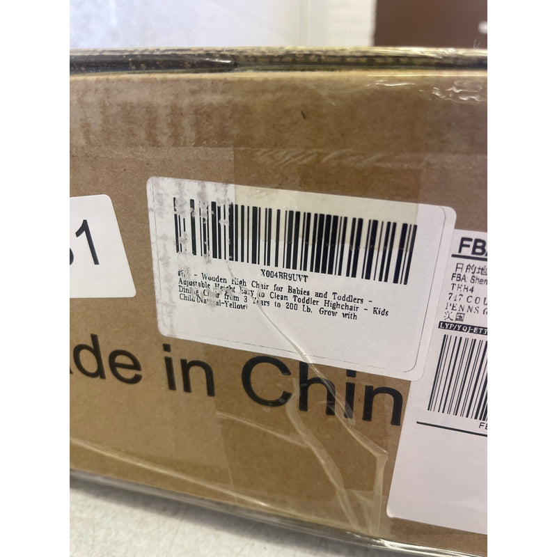 Wooden High Chair Adjustable Height Easy to Clean Toddler Highchair Brown/Yellow