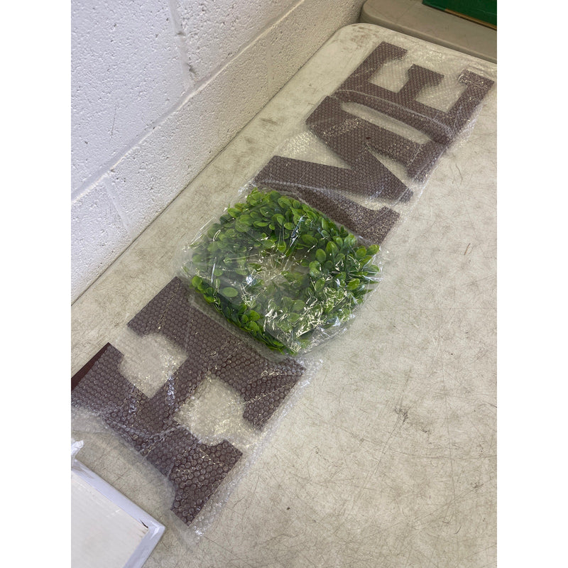 Farmhouse Wall "HOME" Sign Artificial Eucalyptus Rustic Wooden Hanging Letters