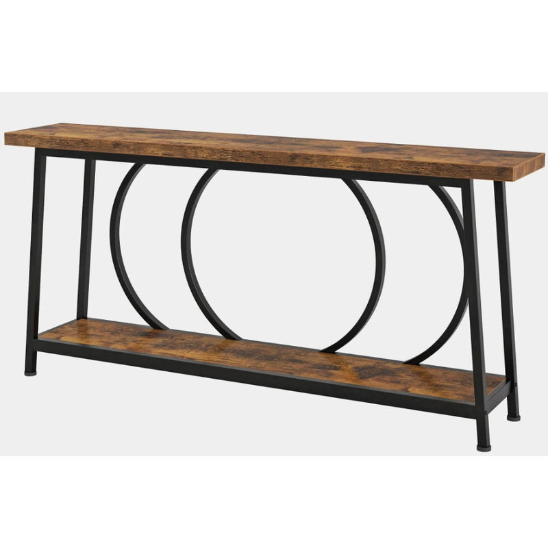 Tribesigns 2-Tier Rustic Console Table 70.9" Sofa Entryway Table Storage Shelves
