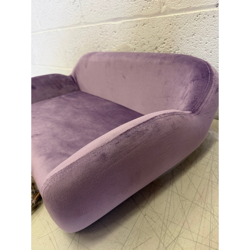 Small Purple Luxury Velvet Pet Couch w Brown Wooden Legs, Small. 28"x18"x12"