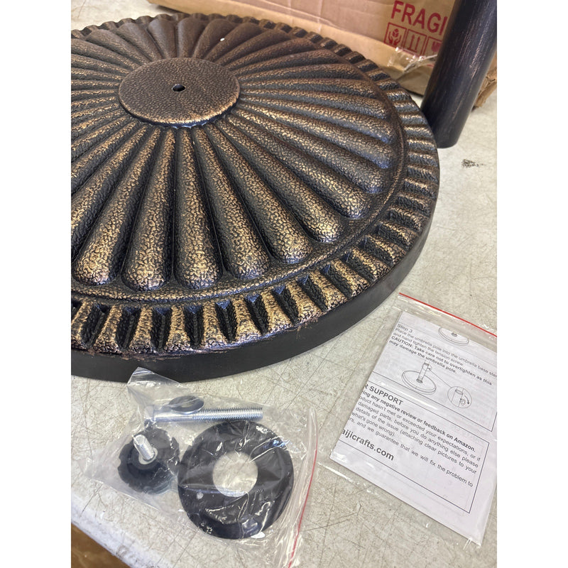 Flame&Shade 40lb Heavy Duty Round Base Stand Outdoor Patio Table Umbrella Bronze