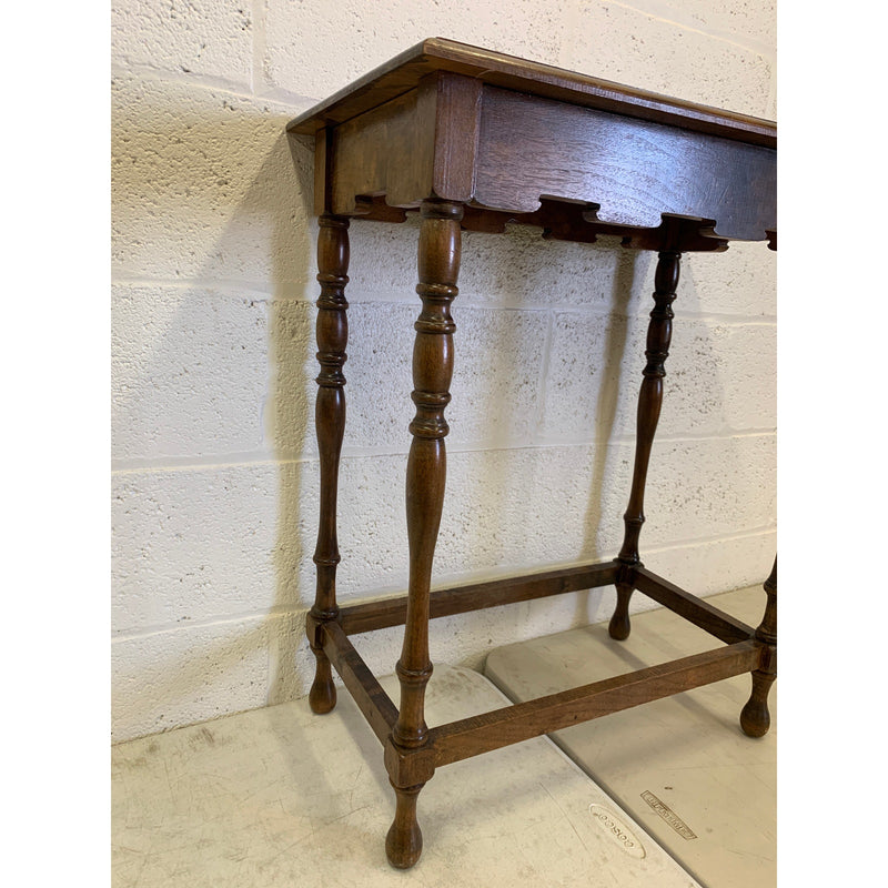 Vintage Wood Table, 24 x 14" Top, 29" H, Rustic Dark Brown Rustic Wood