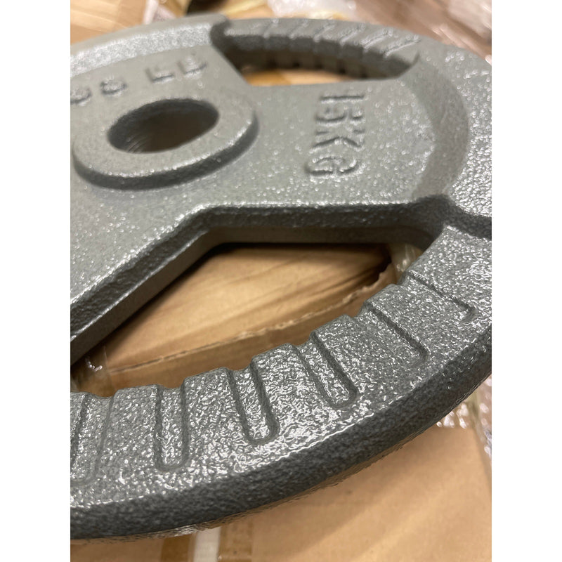 SET-OF-2 NEW 33-Pound 15 KG Metal Weight Plates, 2" Olympic Size, Gray