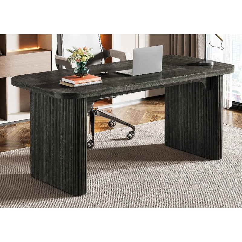 Tribesigns 62.2" Wood Executive Desk Simple Rectangular Computer Table - Black