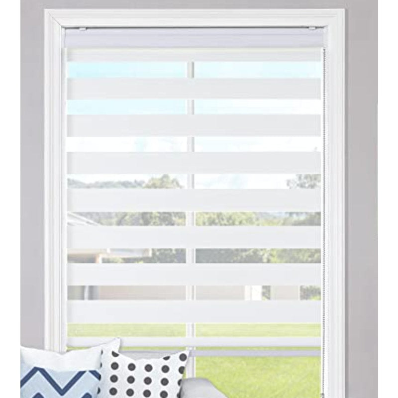 GENIMO Zebra Blinds Dual Layer Roller Window Shades 54" x 72" - White