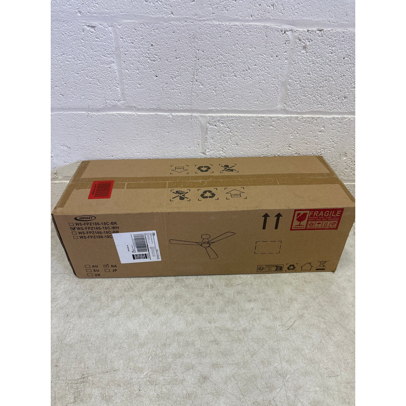 Depuley 52-Inch Ceiling Fan with Light, 3 Blade Flush Mount Low Profile - White