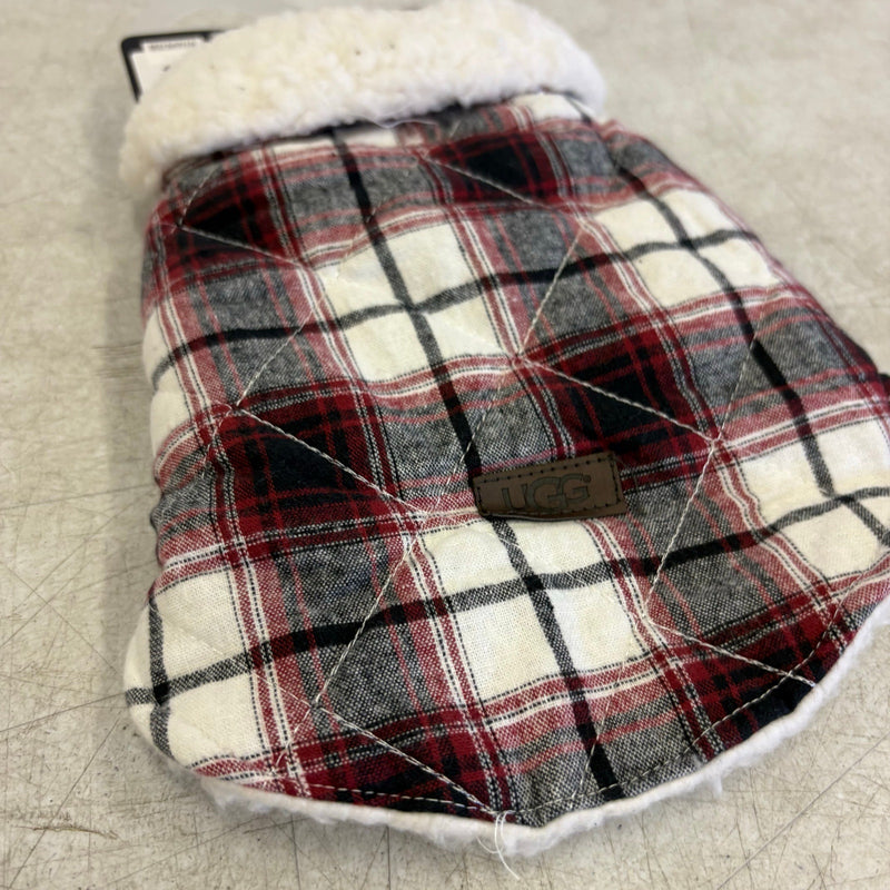 UGG for Pet Oakland Dog Coat, Dog / Cat 6-8" Collar, Red Plaid - Xtra Small
