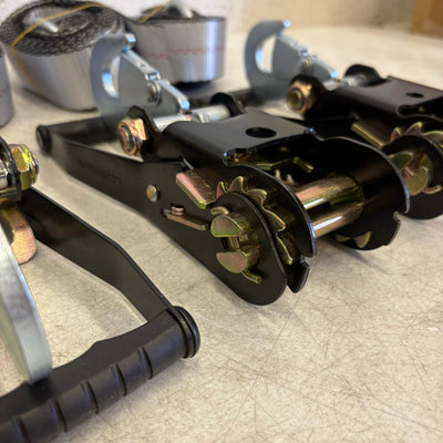 Waltyotur 4 Pcs Auto Lanyard Ratchet Straps 2 x 96 Gray / Black 3300 LB CAP