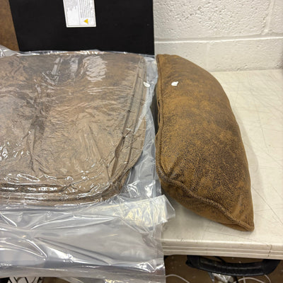 VINGLI Modern Accent Chair Brown Rubber Wood Frame & Lumbar Pillow - Brown