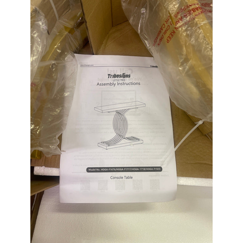 Tribesigns 39" Console Table, Narrow Faux Marble Entryway Hallway Table Gold