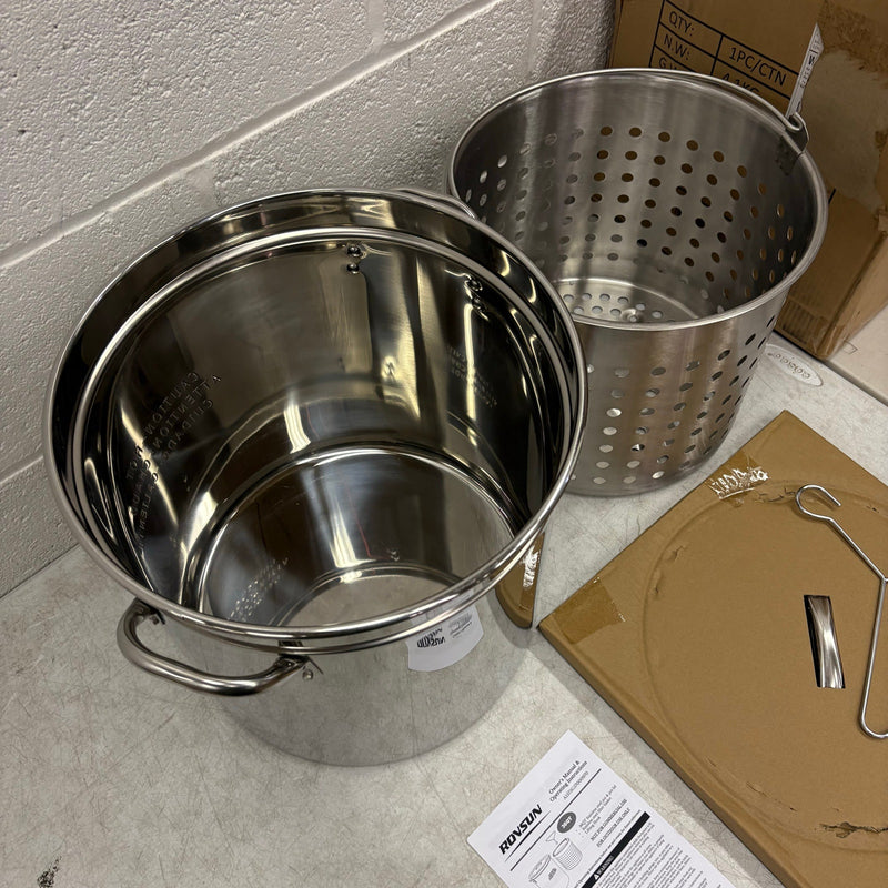 ROVSUN 36 QT Stainless Steel Stock Pot with Steamer Basket & Lifting Hook
