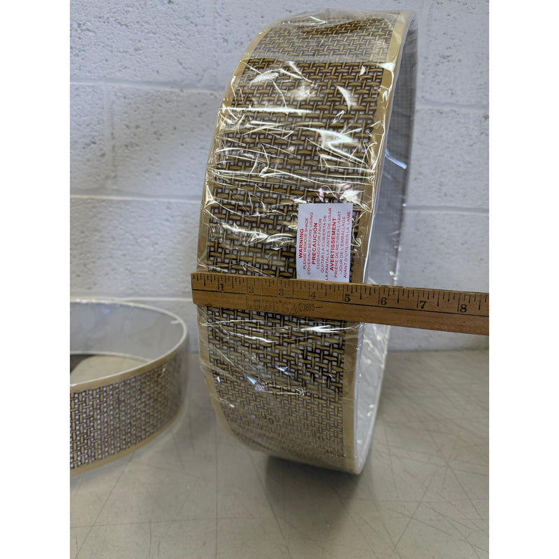 Leading Lightning 22in Woven Rattan Linen Hanging Light Fixture, Mount Ceiling