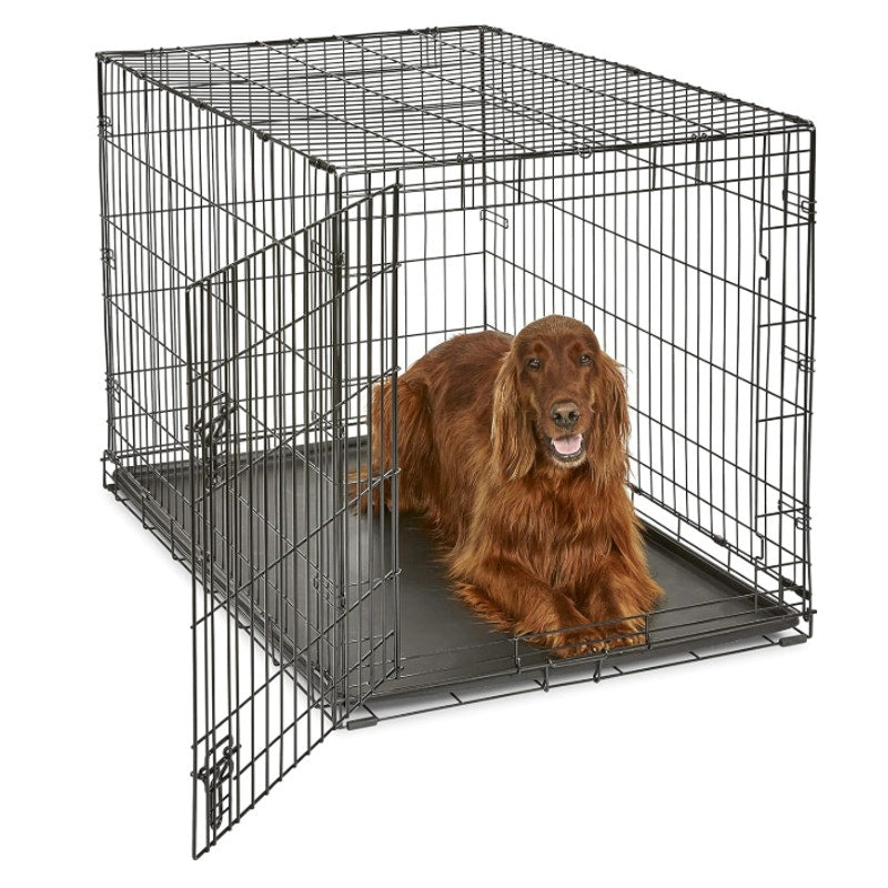 Single Door Dog Crate Leak-Proof Pan 42"L x 28"W x 31"H - Black