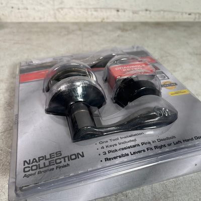 Defiant Naples Keyed Entry Lever Deadbolt Combo Pack, Aged Bronze Finish, READ