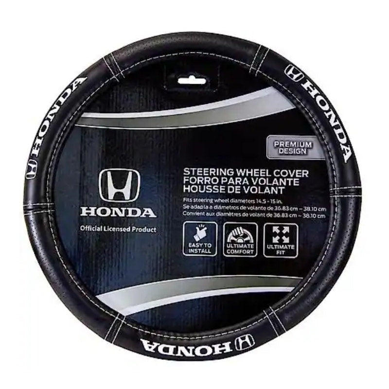 Plasticolor Honda Deluxe Steering Wheel Cover: Leather-Like, Fits 14.5-15.5"