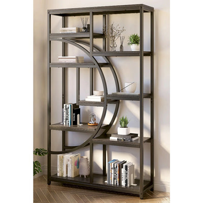 Tribesigns Freestanding Bookshelf 69" Etagere Bookcase, 9 Shelves, Grey / Black