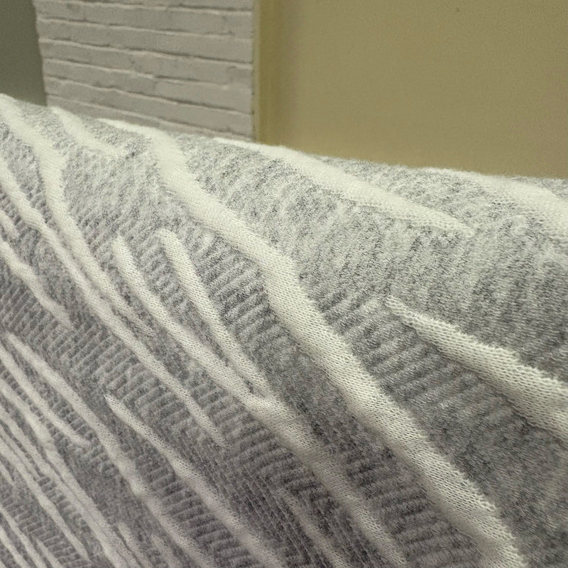 Queen Comforter Warm & Cozy Bedding with Abstract Stripe Design - Gray / White