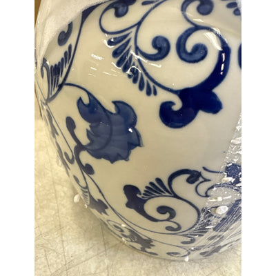 XINGYAN Exquisite Handmade Round Blue/White Porcelain Jar w Lid, Kitchen Storage