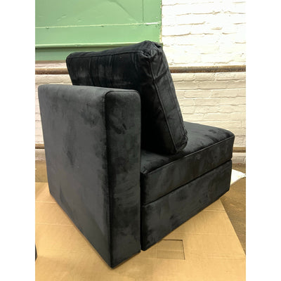26 x 26 x 17" Chair with Storage, Seat/Ottoman Velvet Soft, Living Room - Black