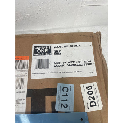 Broan-NuTone  Range Hood Wall Shield Reversible Stainless Steel 24" x 30" SP3004