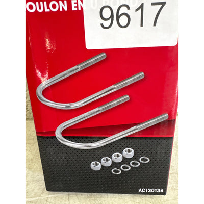 2-PACK AutoCraft Round U Bolt, 1/2" x 3-1/8" x 8, 4 Hex Nuts, 4 Lock Washers
