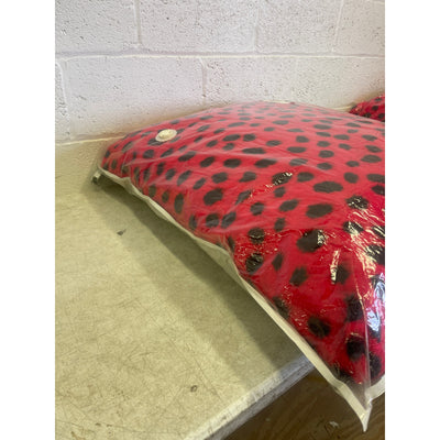 Lilly Paws Luxury Plush Comfy Dog Bed FauxFur, Large, Ladybug Red/Black 35x28x10"
