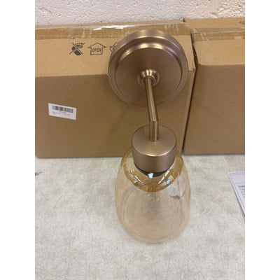 Pack-of-2 Vcozar Glass Wall Lamps, Round Base Modern Amber Wall Sconce