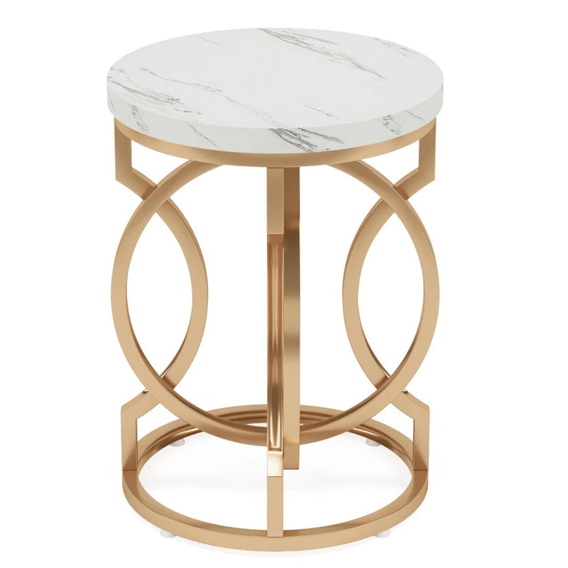 Tribesigns Round End Table Modern Bedside Table Faux Marble Top MISSING HARDWARE