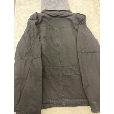 Men's Levi's Washed Cotton Sherpa-Lined Hooded Trucker Jacket Black - SMALL